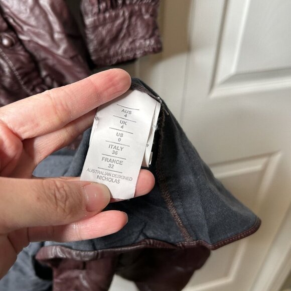 Nicholas Larisa Brown Faux Leather Button Front Midi Dress Women's Size 0 - Picture 6 of 10